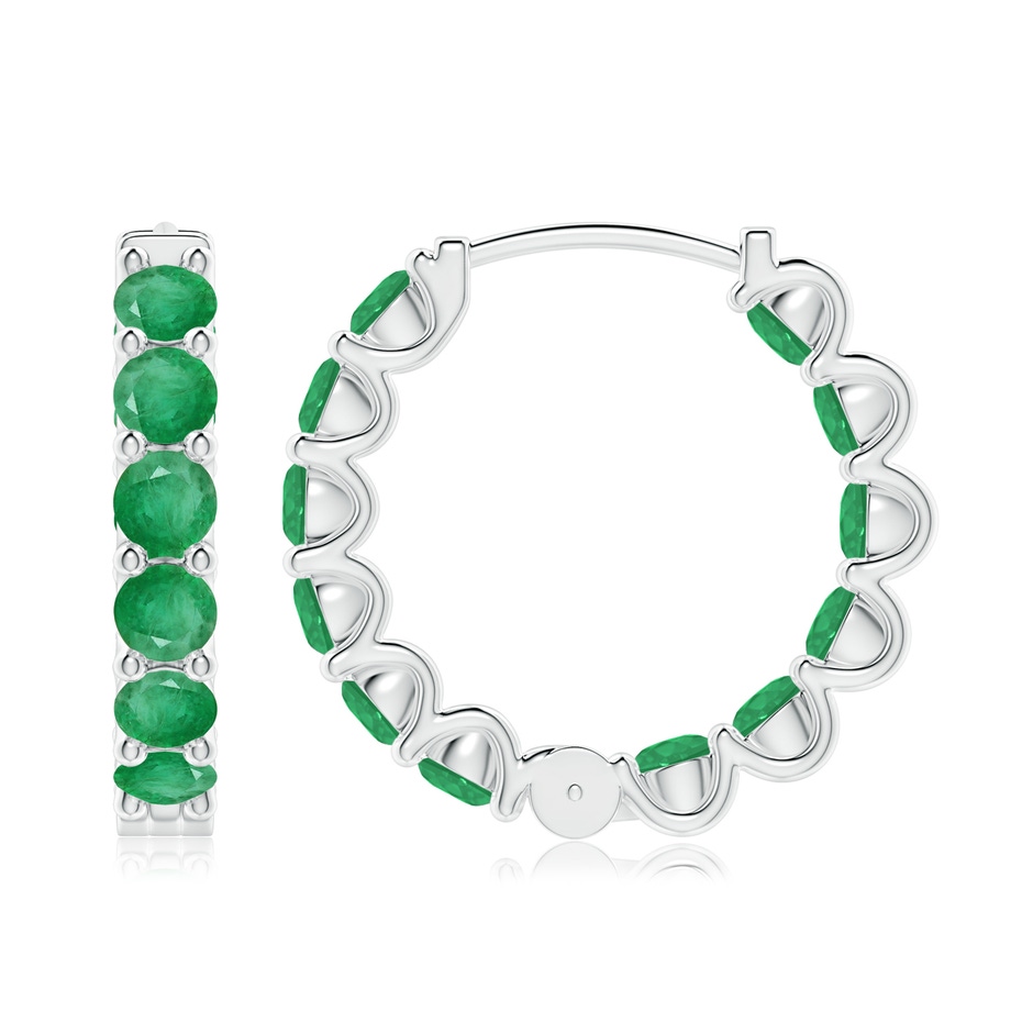3.5mm A Prong-Set Emerald Inside Out Hoop Earrings in White Gold side 199