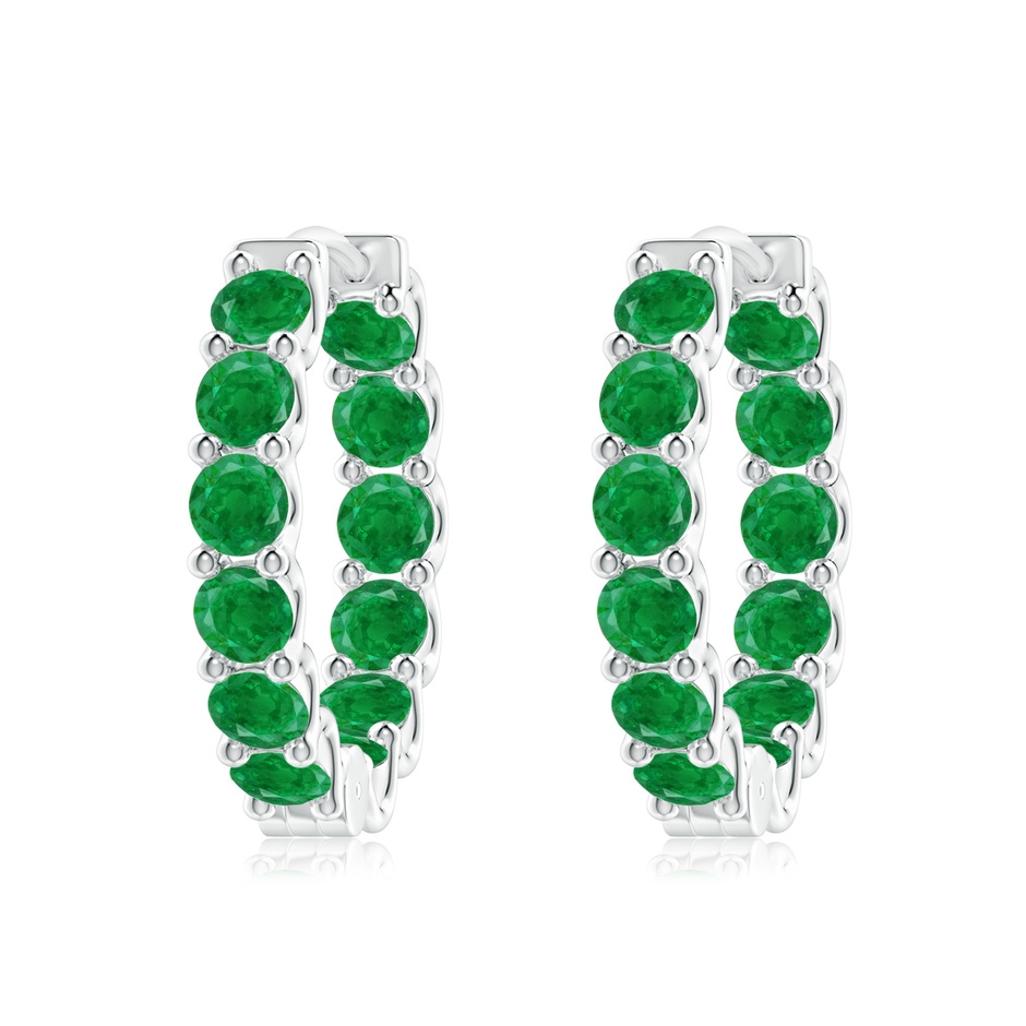 3.5mm AA Prong-Set Emerald Inside Out Hoop Earrings in P950 Platinum 