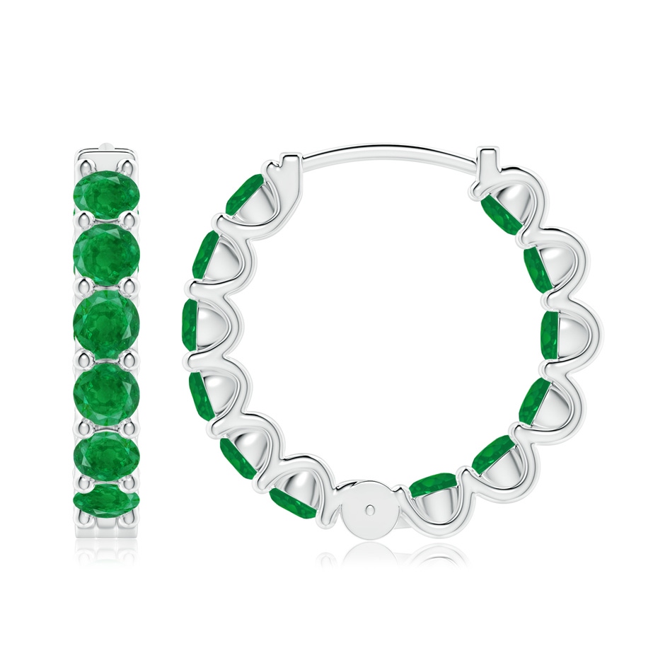 3.5mm AA Prong-Set Emerald Inside Out Hoop Earrings in P950 Platinum side 199