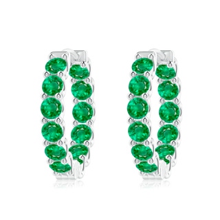 3.5mm AAA Prong-Set Emerald Inside Out Hoop Earrings in P950 Platinum