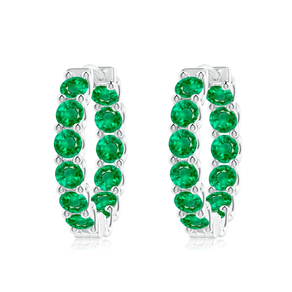 3.5mm AAA Prong-Set Emerald Inside Out Hoop Earrings in P950 Platinum 