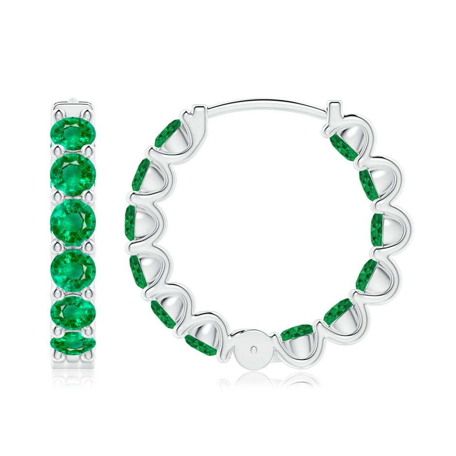 3.5mm AAA Prong-Set Emerald Inside Out Hoop Earrings in P950 Platinum side 199