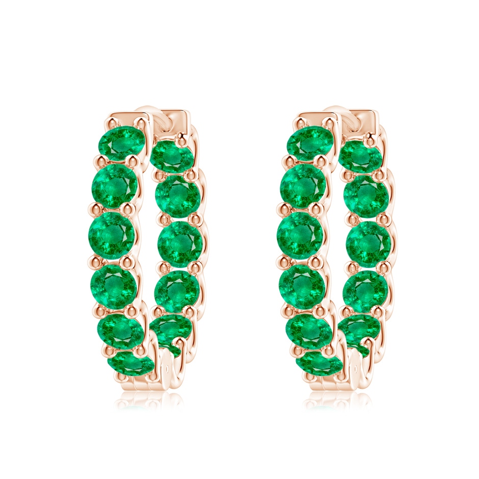 3.5mm AAA Prong-Set Emerald Inside Out Hoop Earrings in Rose Gold 
