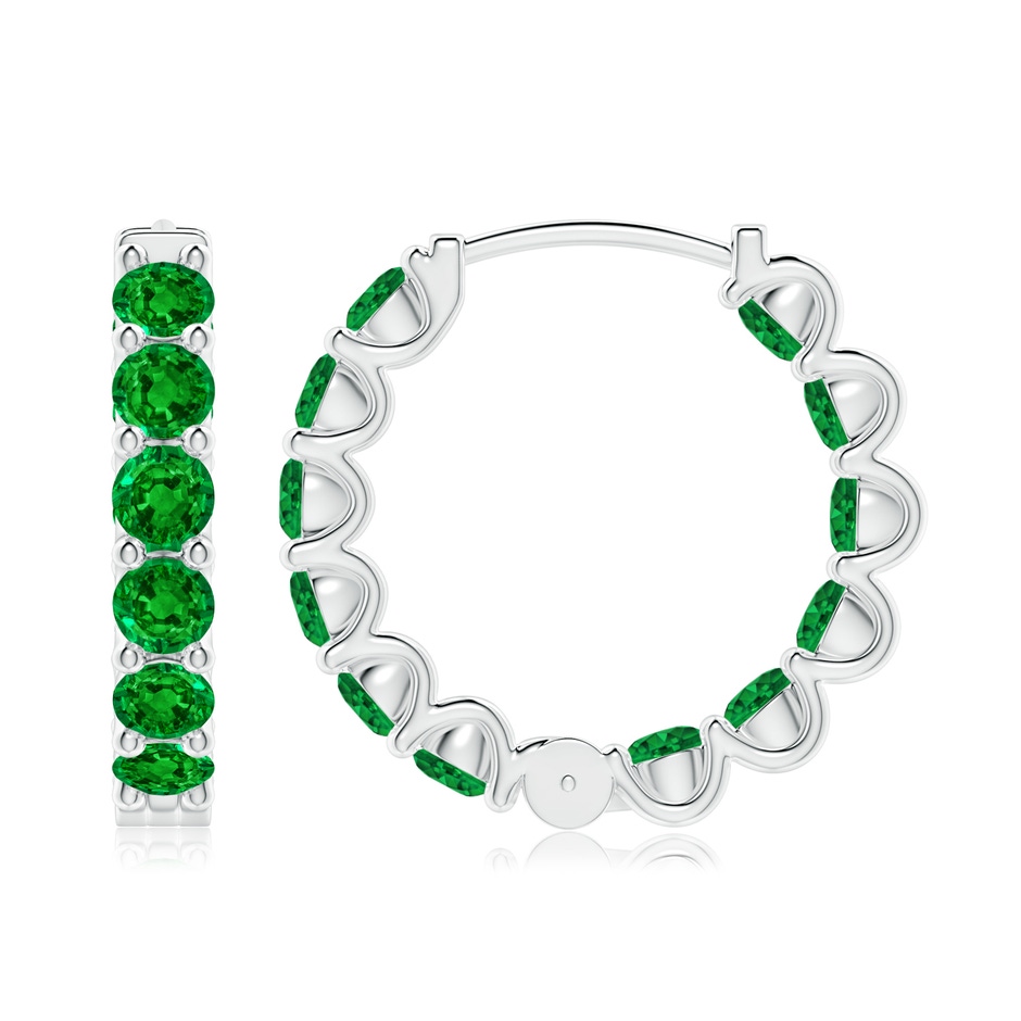 3.5mm AAAA Prong-Set Emerald Inside Out Hoop Earrings in P950 Platinum side 199