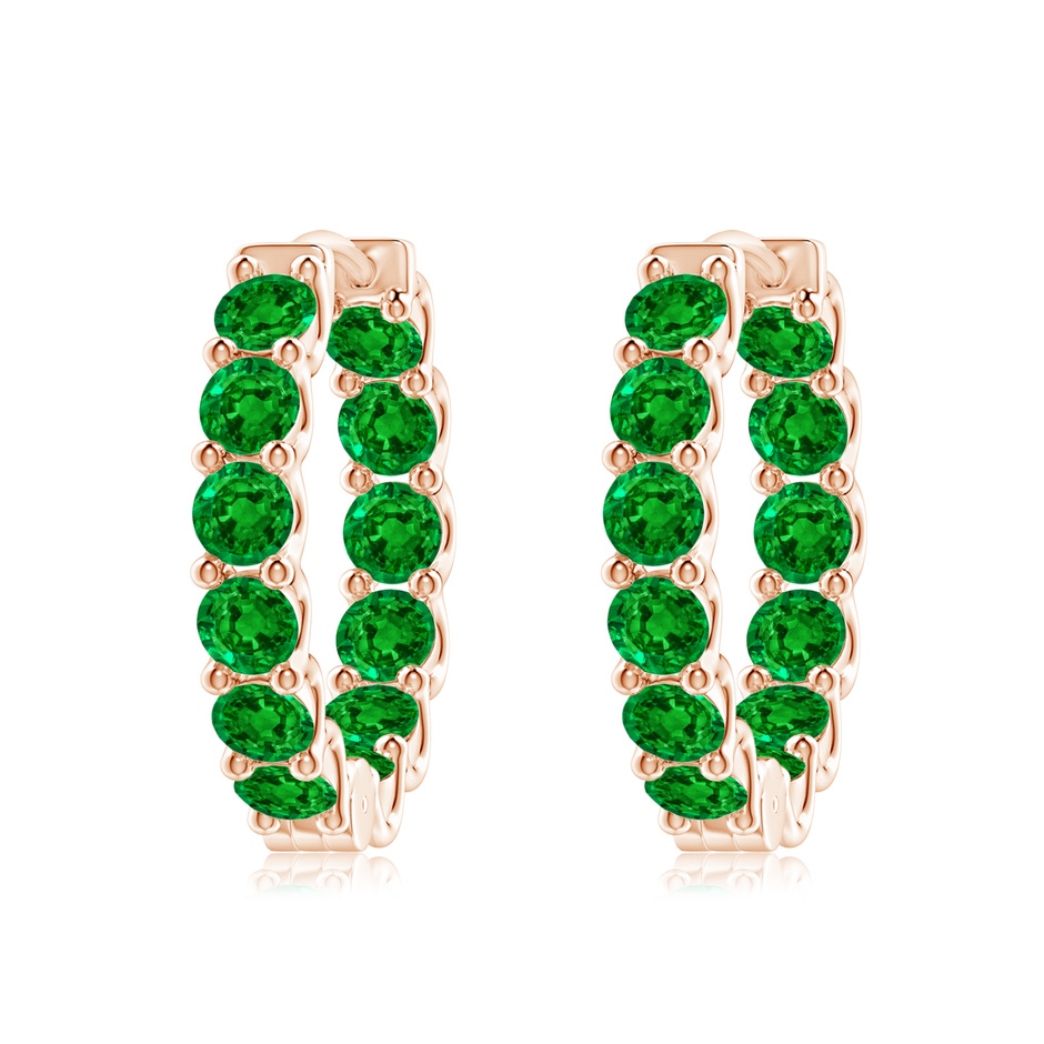 3.5mm AAAA Prong-Set Emerald Inside Out Hoop Earrings in Rose Gold 