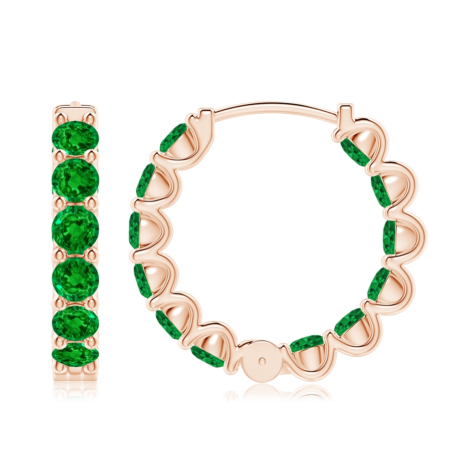 3.5mm AAAA Prong-Set Emerald Inside Out Hoop Earrings in Rose Gold side 199
