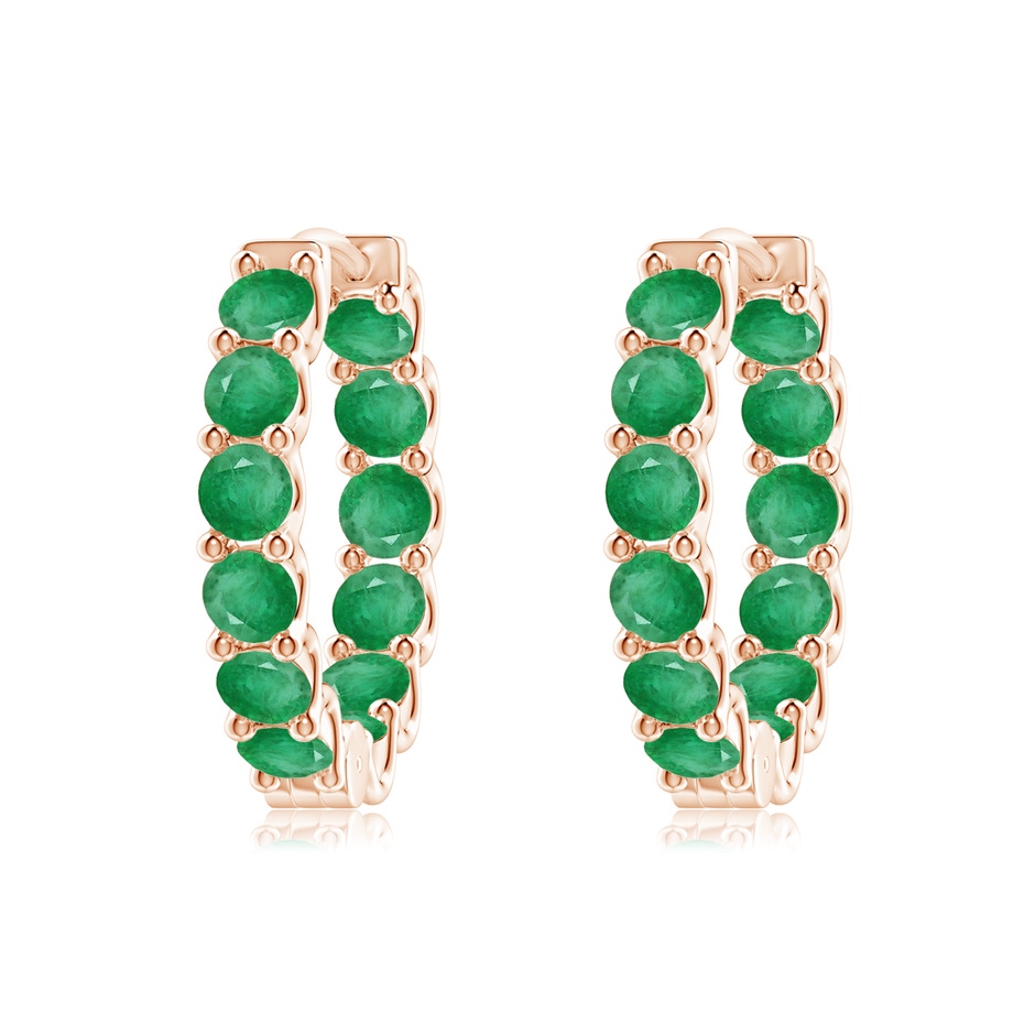 3mm A Prong-Set Emerald Inside Out Hoop Earrings in Rose Gold 