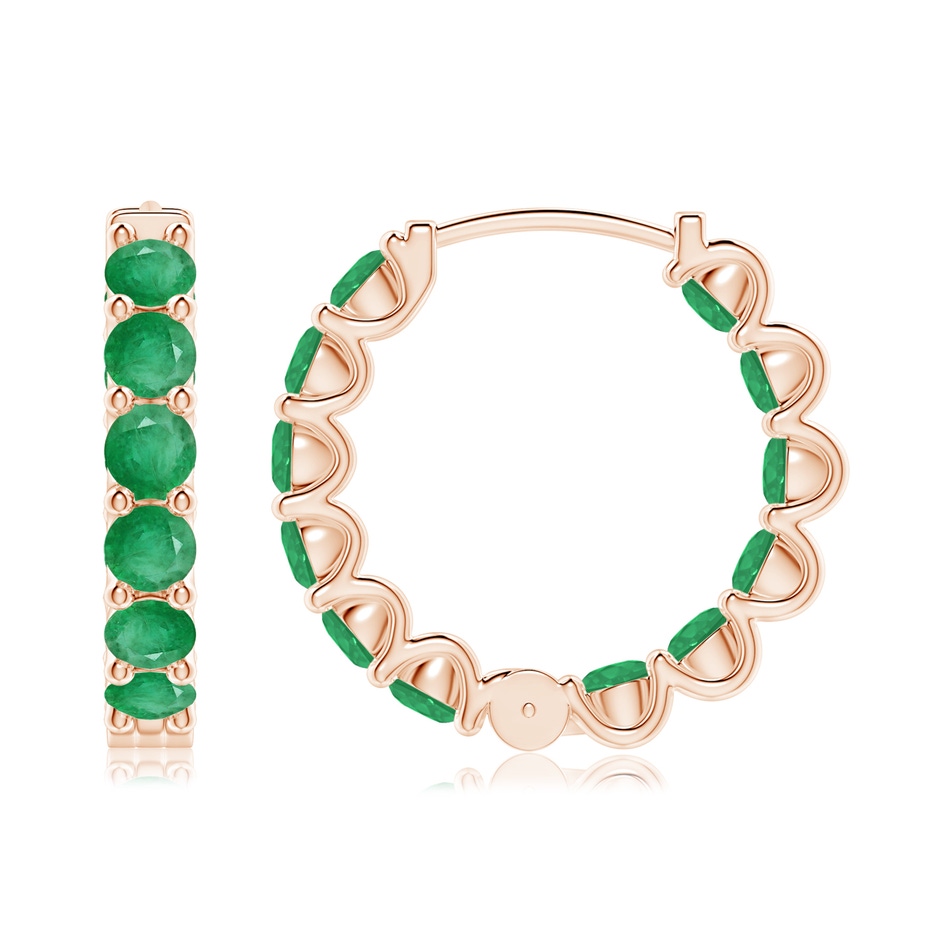 3mm A Prong-Set Emerald Inside Out Hoop Earrings in Rose Gold side 199