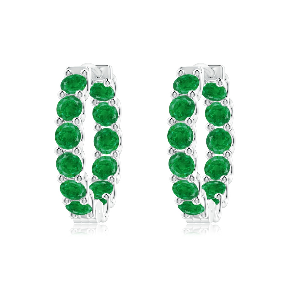3mm AA Prong-Set Emerald Inside Out Hoop Earrings in P950 Platinum 