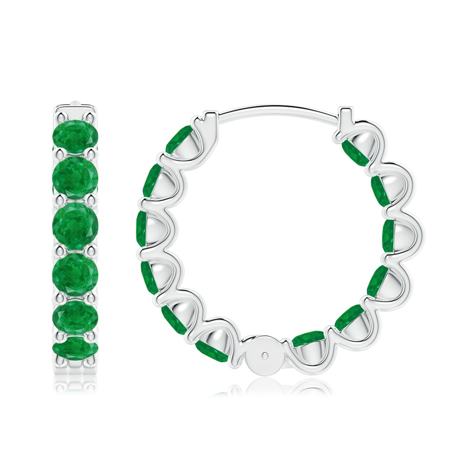 3mm AA Prong-Set Emerald Inside Out Hoop Earrings in P950 Platinum side 199