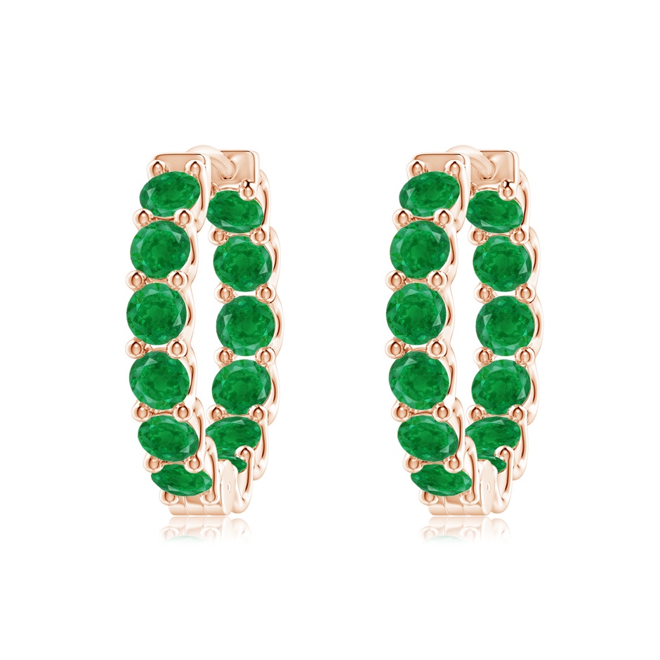 3mm AA Prong-Set Emerald Inside Out Hoop Earrings in Rose Gold 
