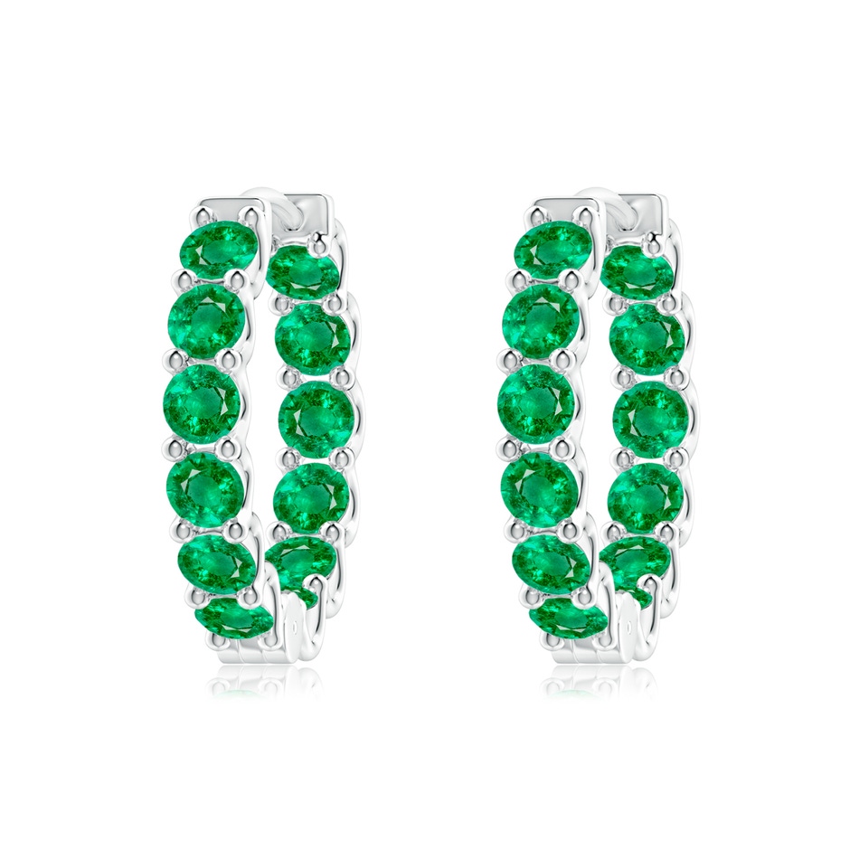3mm AAA Prong-Set Emerald Inside Out Hoop Earrings in P950 Platinum 