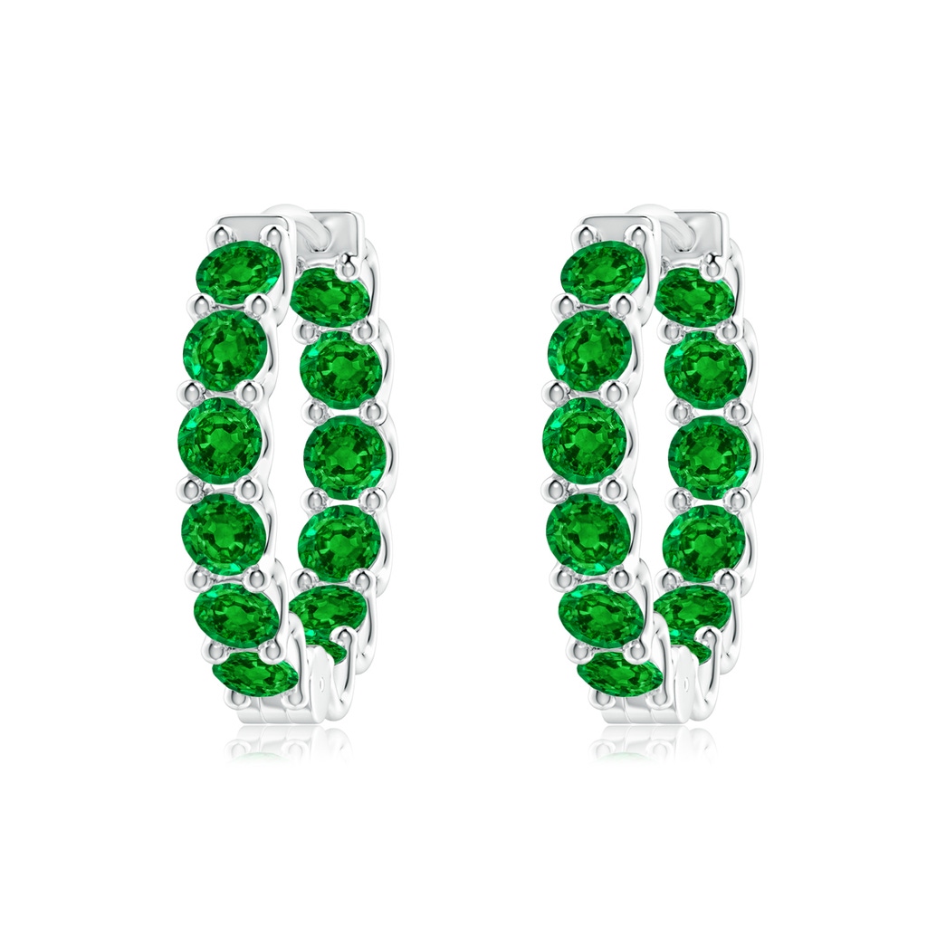 3mm AAAA Prong-Set Emerald Inside Out Hoop Earrings in P950 Platinum