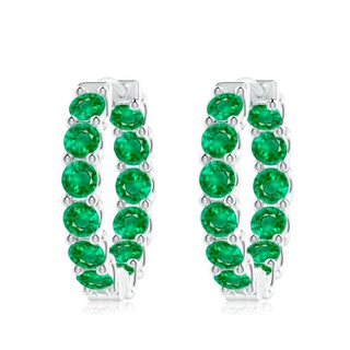 4mm AAA Prong-Set Emerald Inside Out Hoop Earrings in S999 Silver