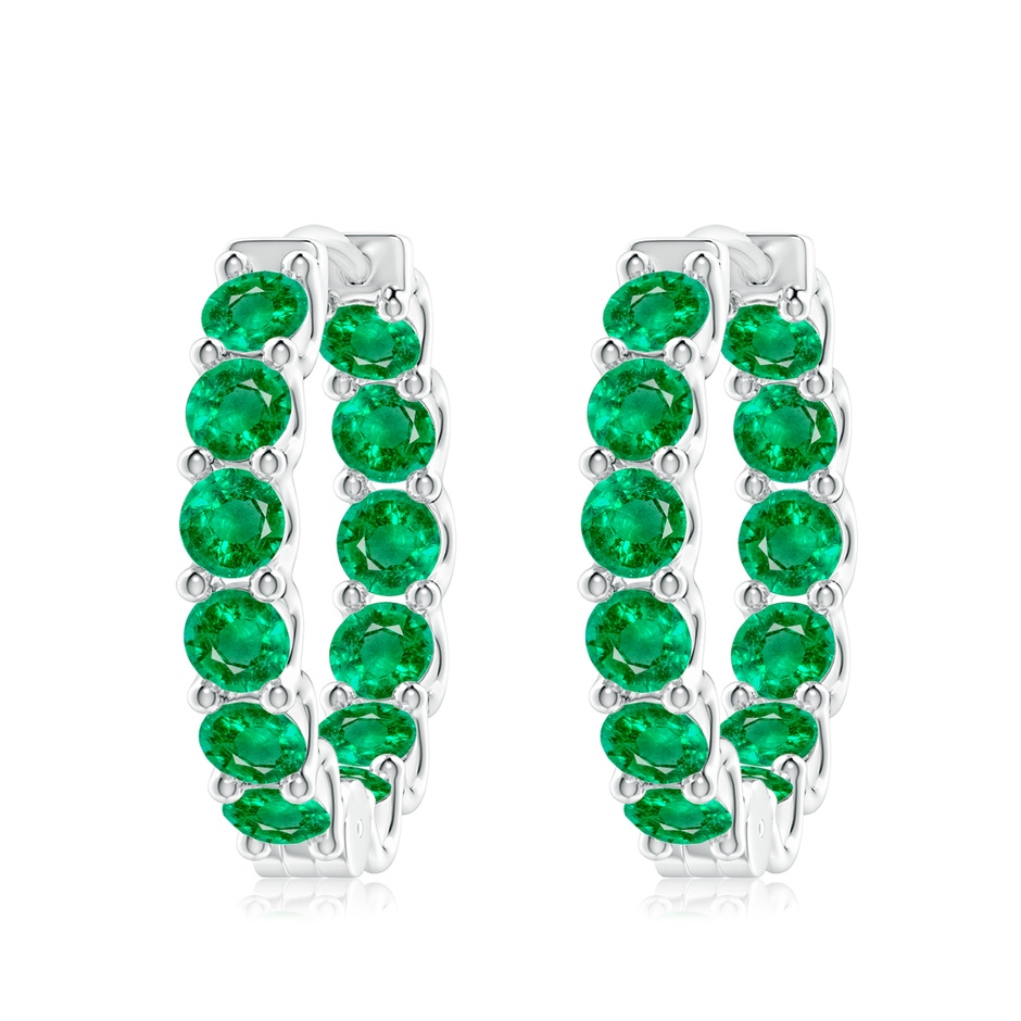 4mm AAA Prong-Set Emerald Inside Out Hoop Earrings in S999 Silver 