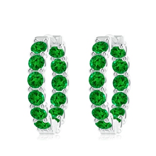 4mm AAAA Prong-Set Emerald Inside Out Hoop Earrings in P950 Platinum