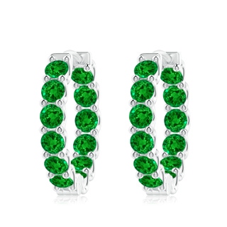 4mm AAAA Prong-Set Emerald Inside Out Hoop Earrings in S999 Silver