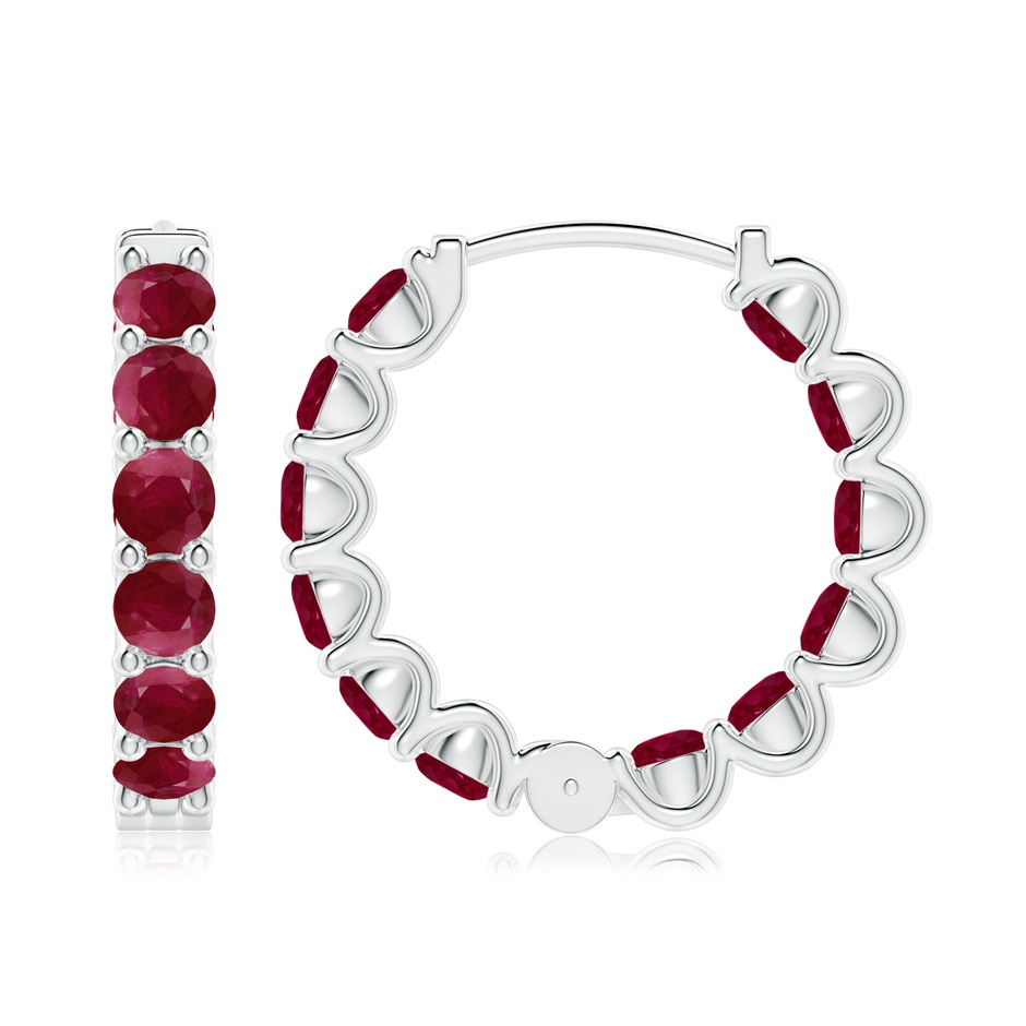 3.5mm A Prong-Set Ruby Inside Out Hoop Earrings in P950 Platinum side 199