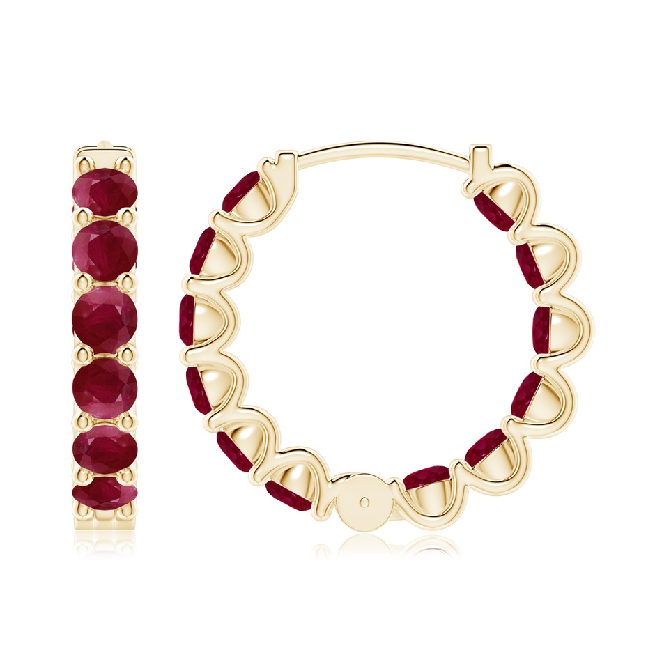 3.5mm A Prong-Set Ruby Inside Out Hoop Earrings in Yellow Gold side 199