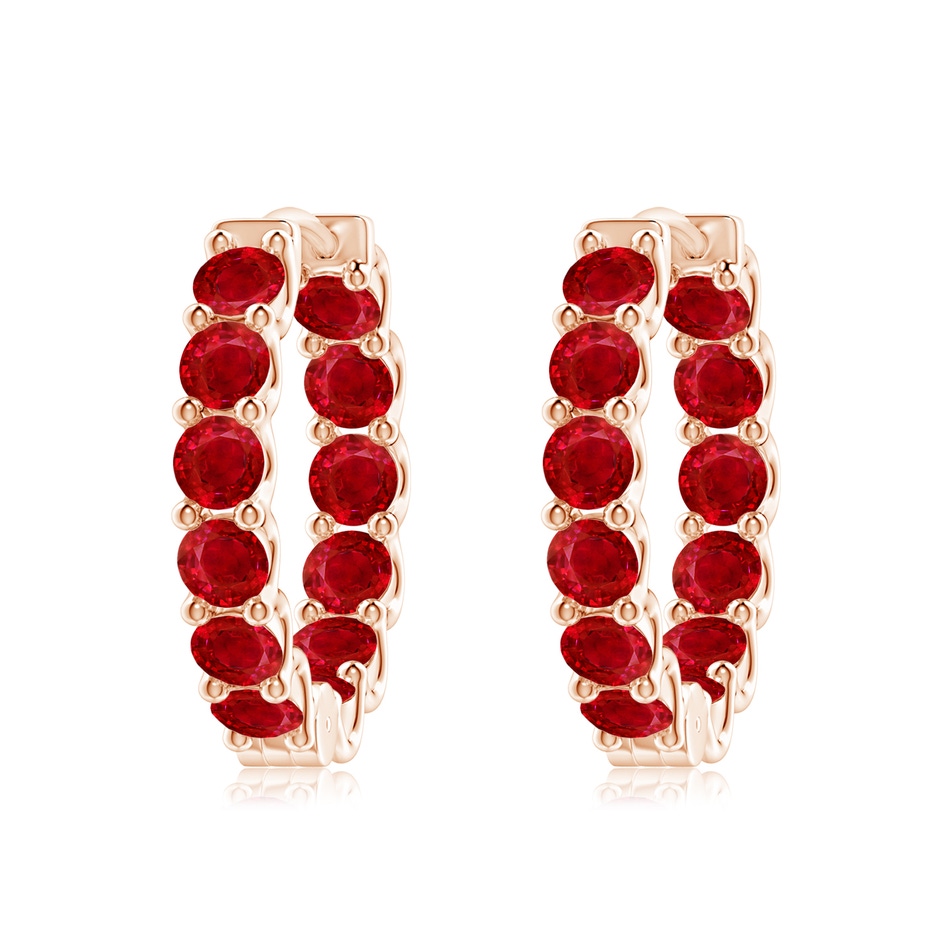 3.5mm AAA Prong-Set Ruby Inside Out Hoop Earrings in Rose Gold 