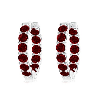 3.5mm AAAA Prong-Set Ruby Inside Out Hoop Earrings in P950 Platinum