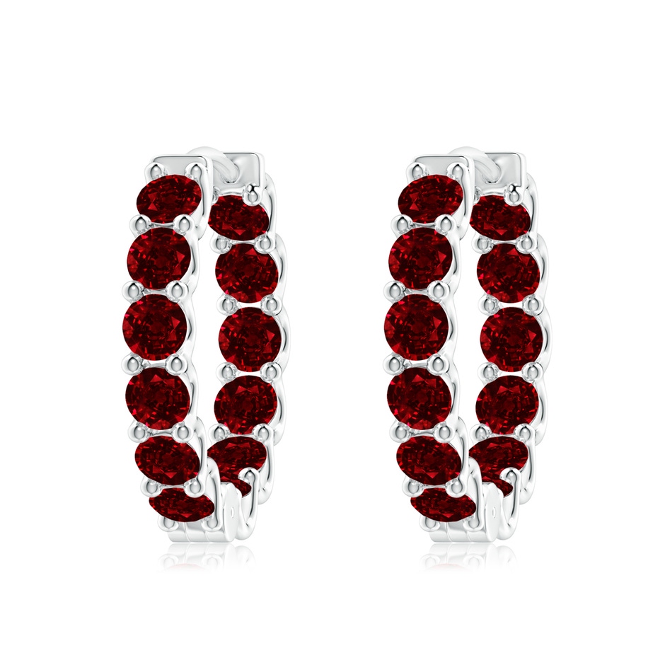 3.5mm AAAA Prong-Set Ruby Inside Out Hoop Earrings in P950 Platinum 