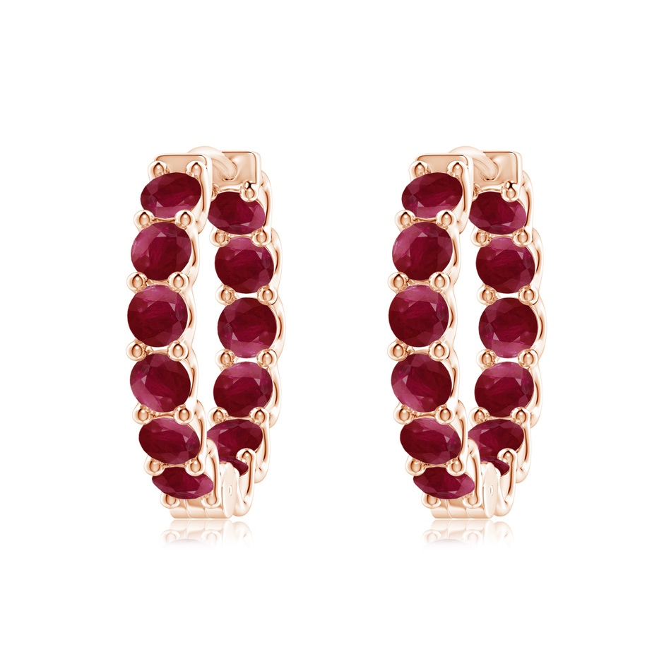 3mm A Prong-Set Ruby Inside Out Hoop Earrings in Rose Gold 