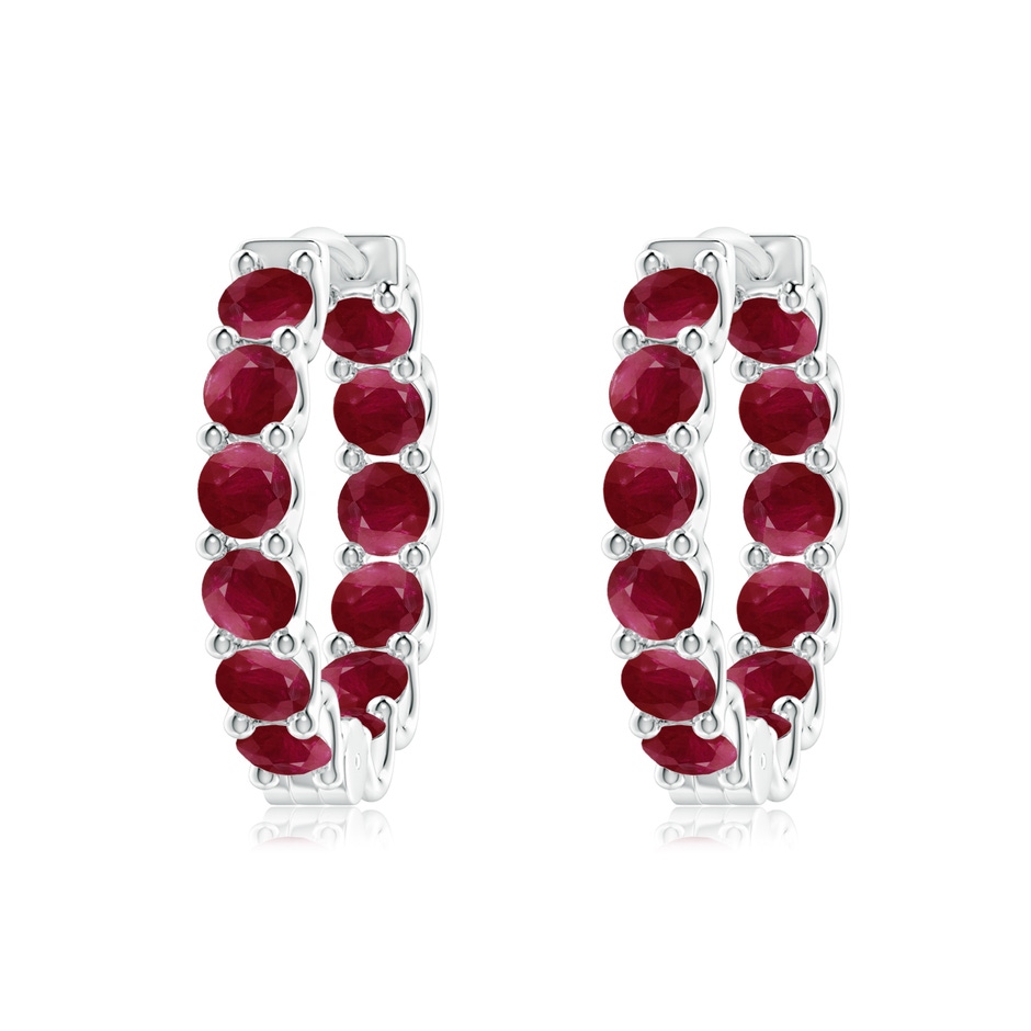 3mm A Prong-Set Ruby Inside Out Hoop Earrings in White Gold 