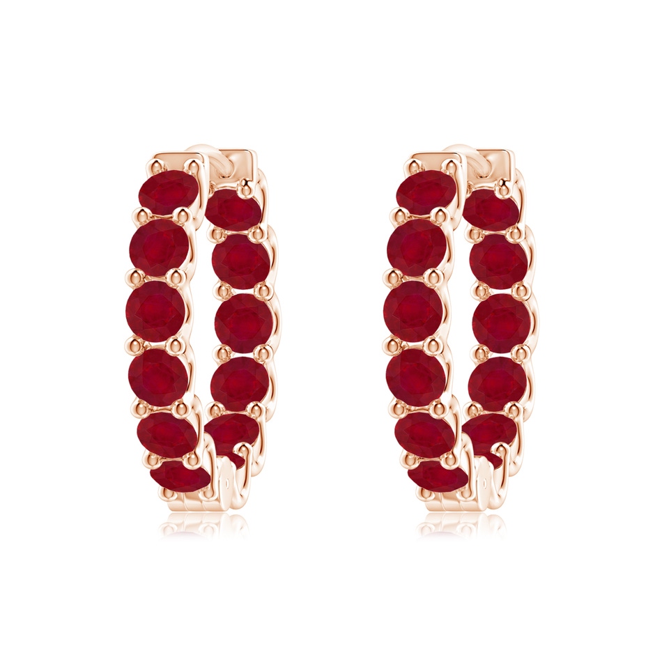 3mm AA Prong-Set Ruby Inside Out Hoop Earrings in Rose Gold 