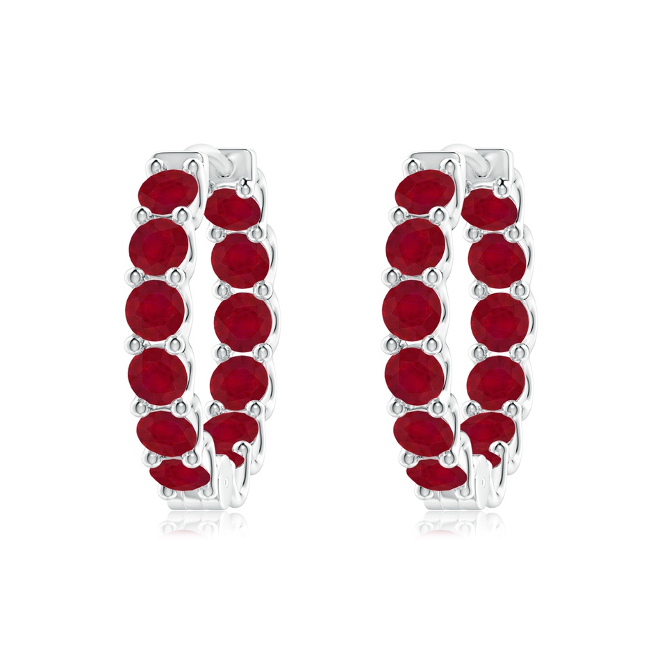 3mm AA Prong-Set Ruby Inside Out Hoop Earrings in White Gold 