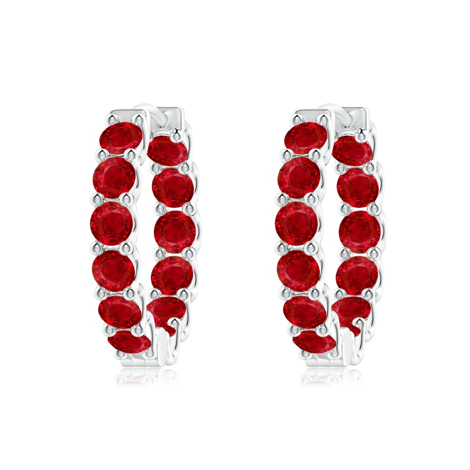 3mm AAA Prong-Set Ruby Inside Out Hoop Earrings in P950 Platinum 