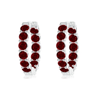 3mm AAAA Prong-Set Ruby Inside Out Hoop Earrings in P950 Platinum