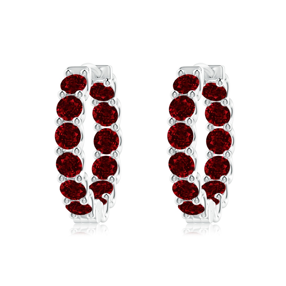 3mm AAAA Prong-Set Ruby Inside Out Hoop Earrings in White Gold 