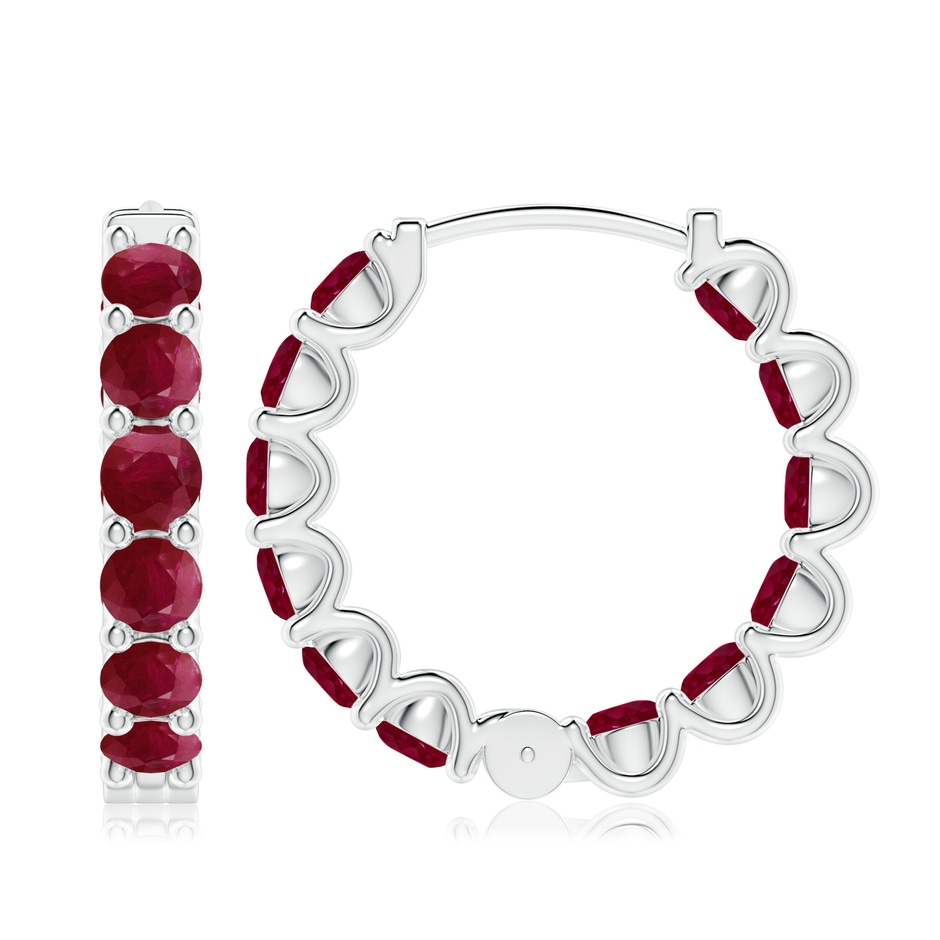 4mm A Prong-Set Ruby Inside Out Hoop Earrings in White Gold side 199