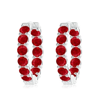 4mm AAA Prong-Set Ruby Inside Out Hoop Earrings in P950 Platinum