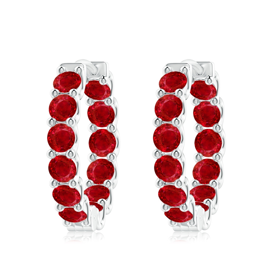 4mm AAA Prong-Set Ruby Inside Out Hoop Earrings in P950 Platinum 