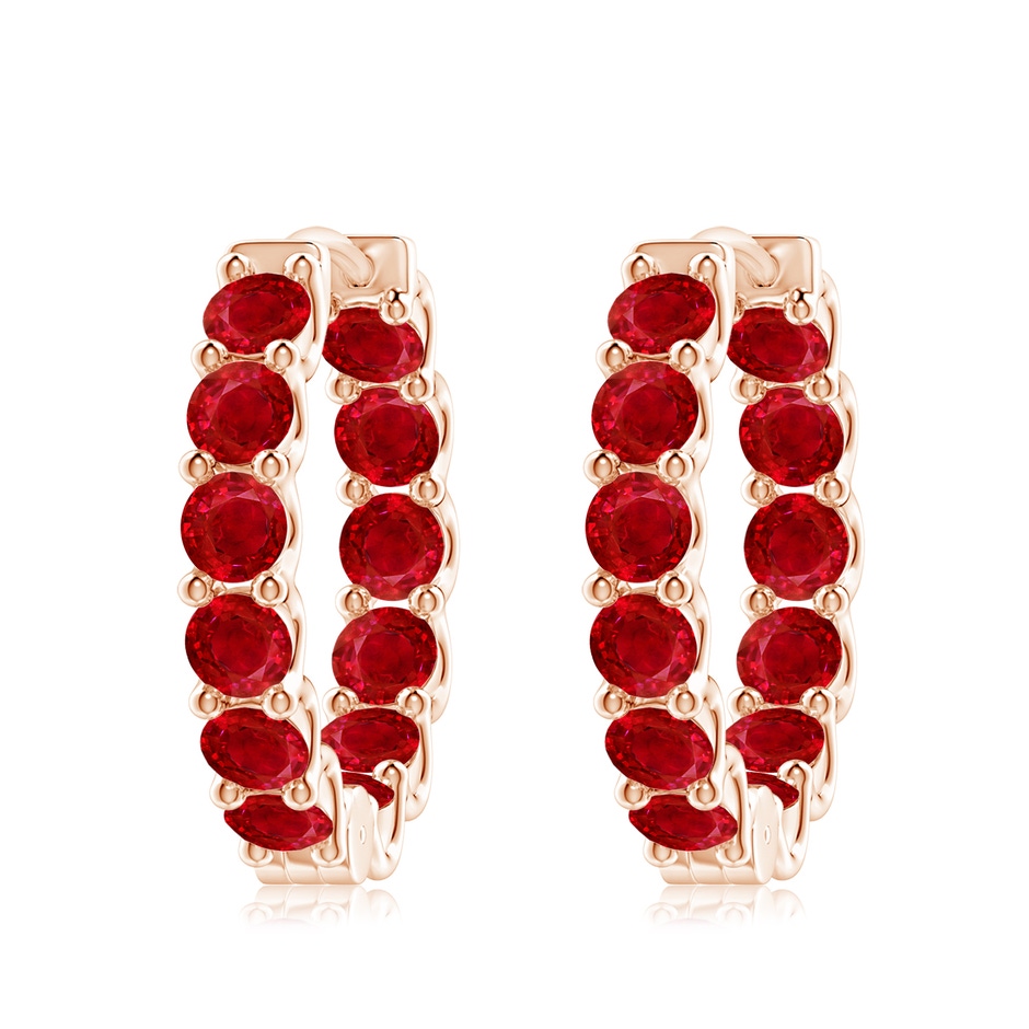 4mm AAA Prong-Set Ruby Inside Out Hoop Earrings in Rose Gold 