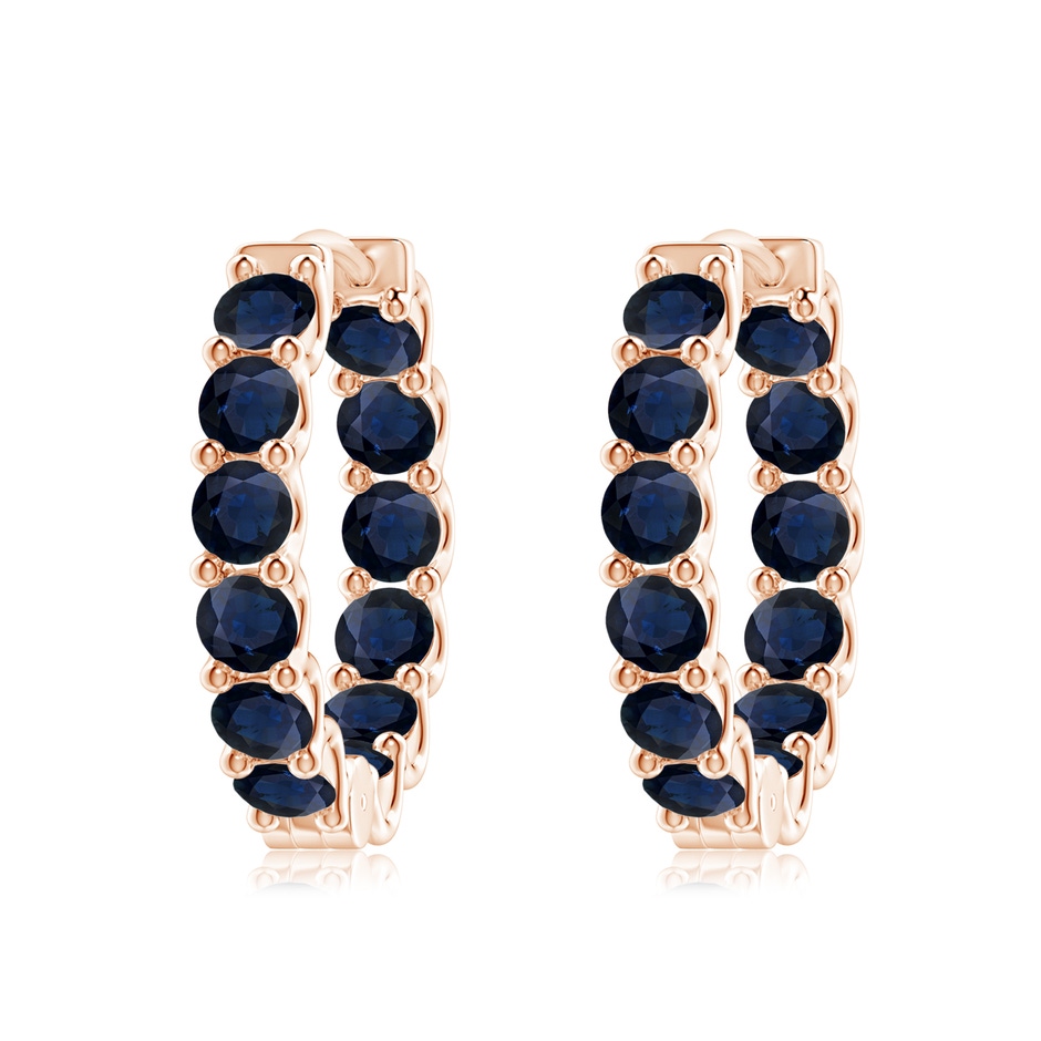 3.5mm A Prong-Set Bue Sapphire Inside Out Hoop Earrings in Rose Gold 