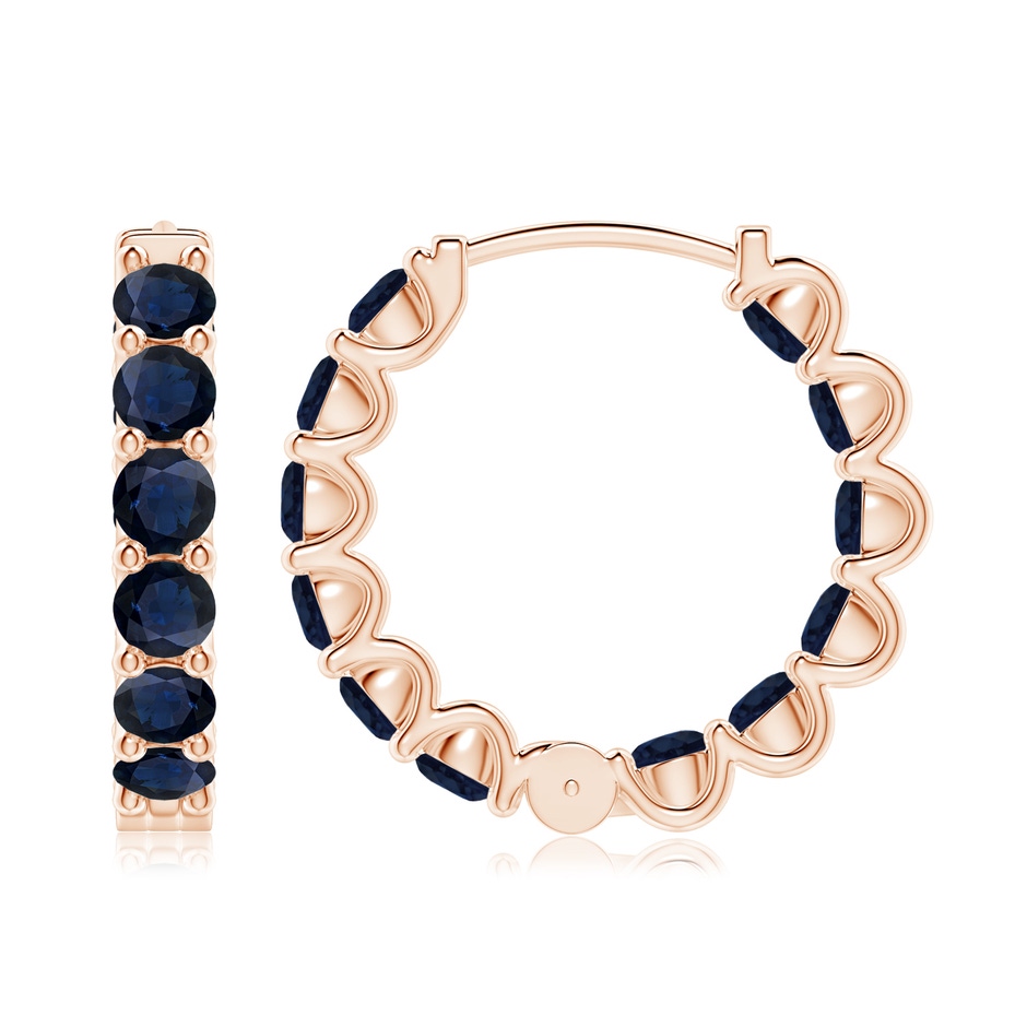 3.5mm A Prong-Set Bue Sapphire Inside Out Hoop Earrings in Rose Gold side 199