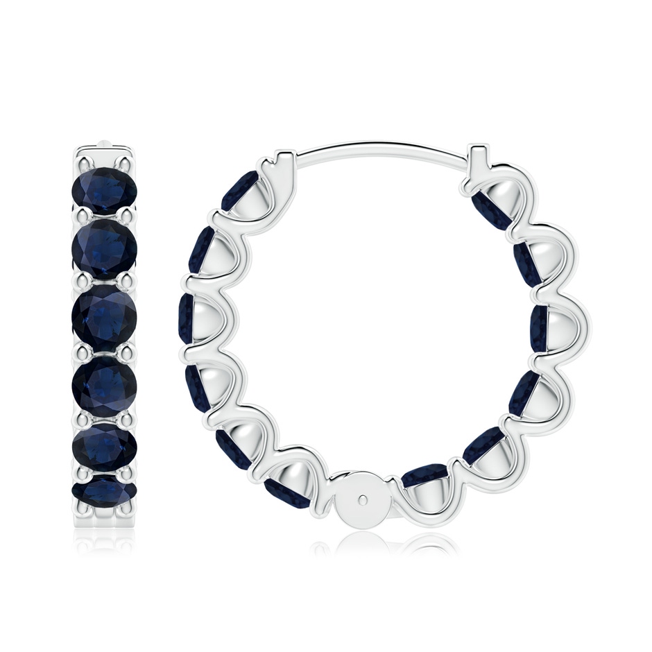 3.5mm A Prong-Set Bue Sapphire Inside Out Hoop Earrings in White Gold side 199