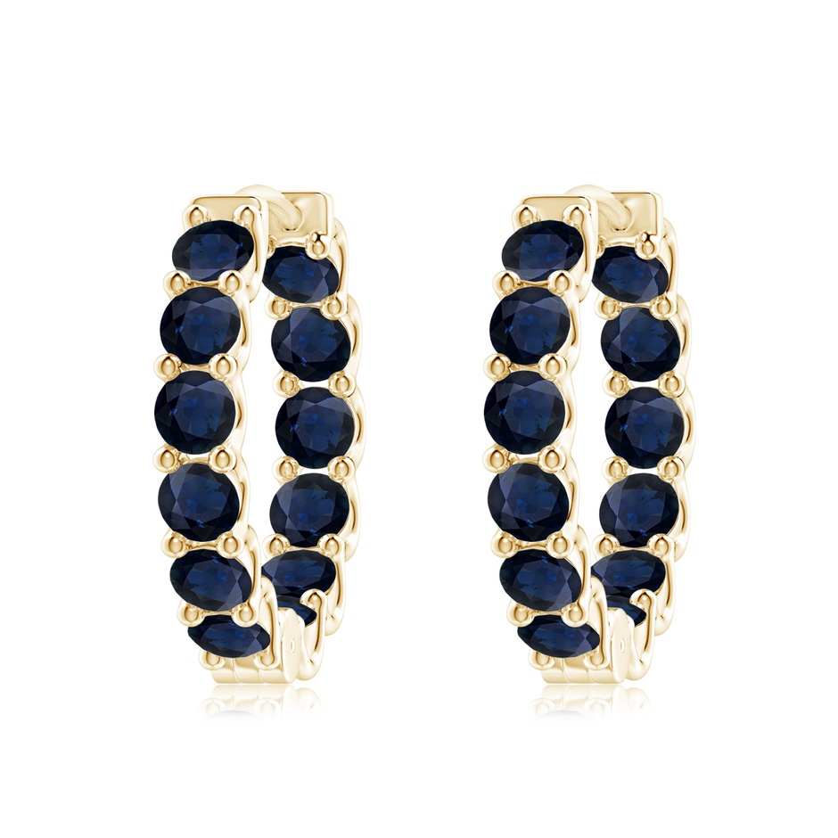 3.5mm A Prong-Set Bue Sapphire Inside Out Hoop Earrings in Yellow Gold 