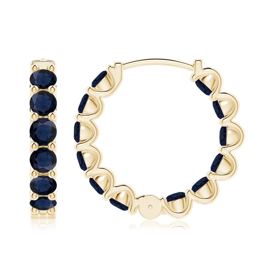 3.5mm A Prong-Set Bue Sapphire Inside Out Hoop Earrings in Yellow Gold side 199