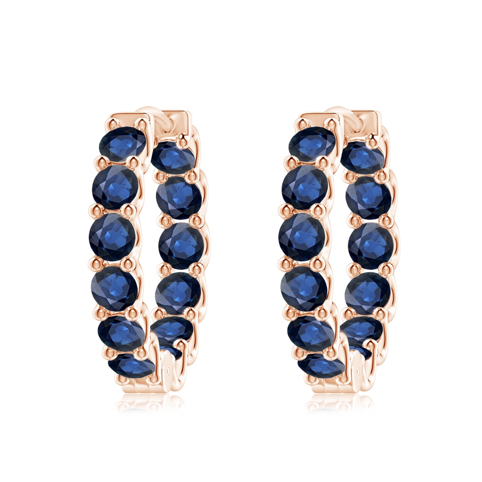 3.5mm AA Prong-Set Bue Sapphire Inside Out Hoop Earrings in Rose Gold 