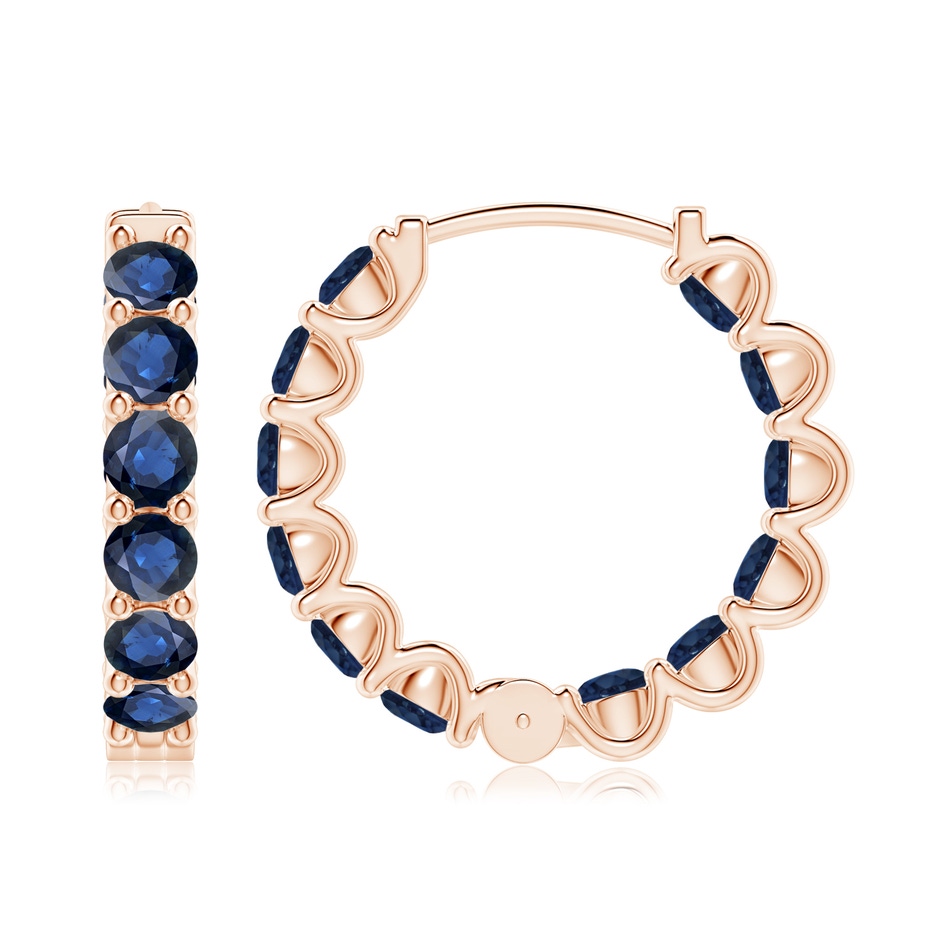3.5mm AA Prong-Set Bue Sapphire Inside Out Hoop Earrings in Rose Gold side 199
