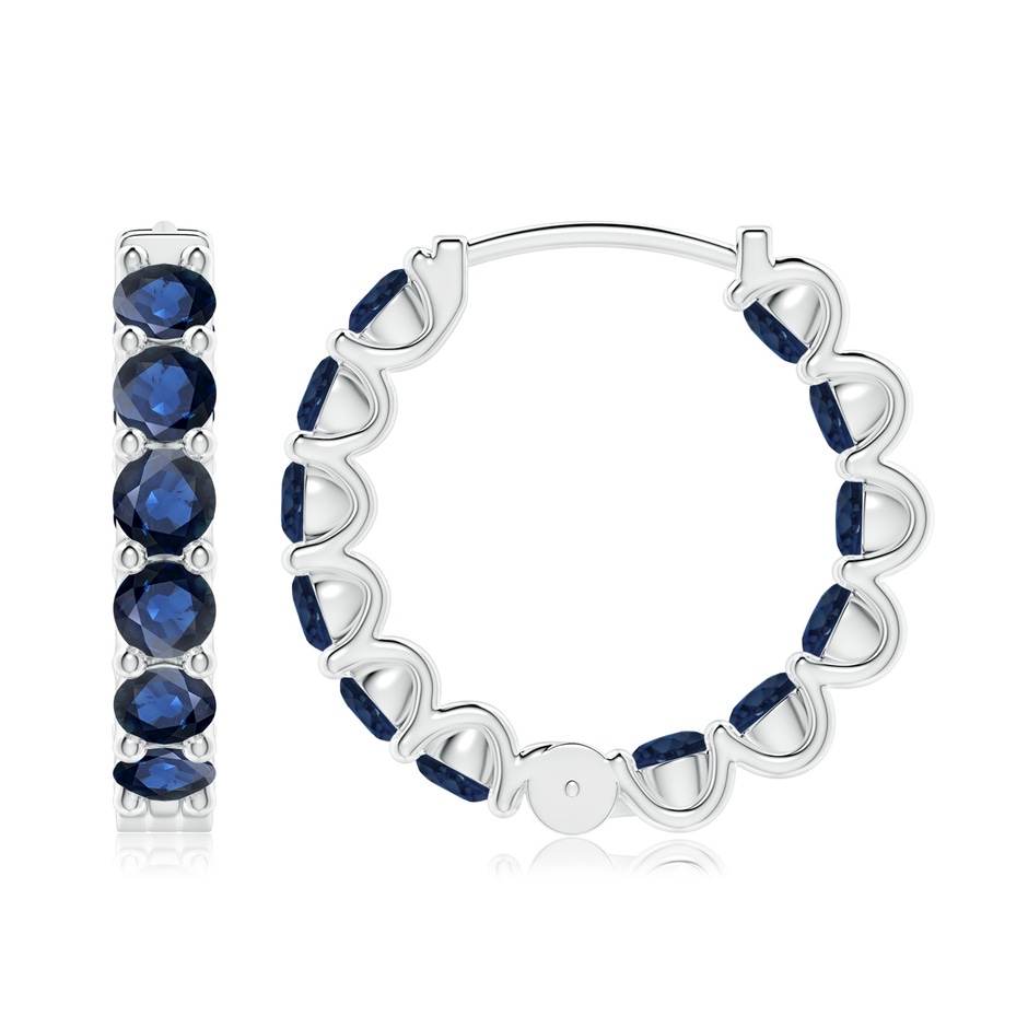 3.5mm AA Prong-Set Bue Sapphire Inside Out Hoop Earrings in White Gold side 199