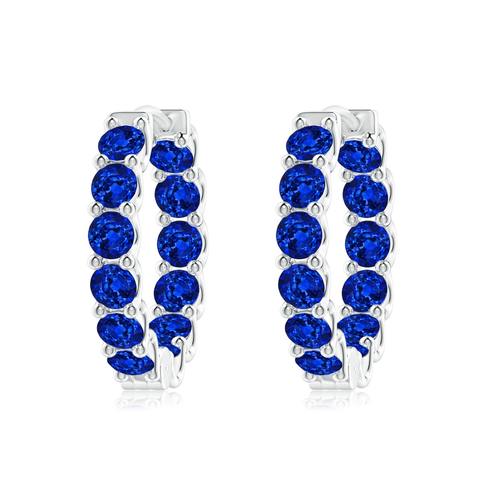 3.5mm AAAA Prong-Set Bue Sapphire Inside Out Hoop Earrings in P950 Platinum 