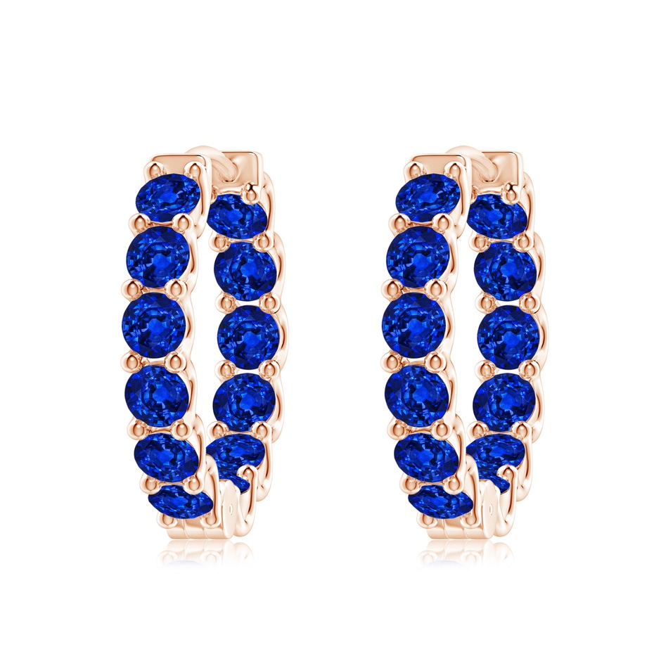 3.5mm AAAA Prong-Set Bue Sapphire Inside Out Hoop Earrings in Rose Gold 