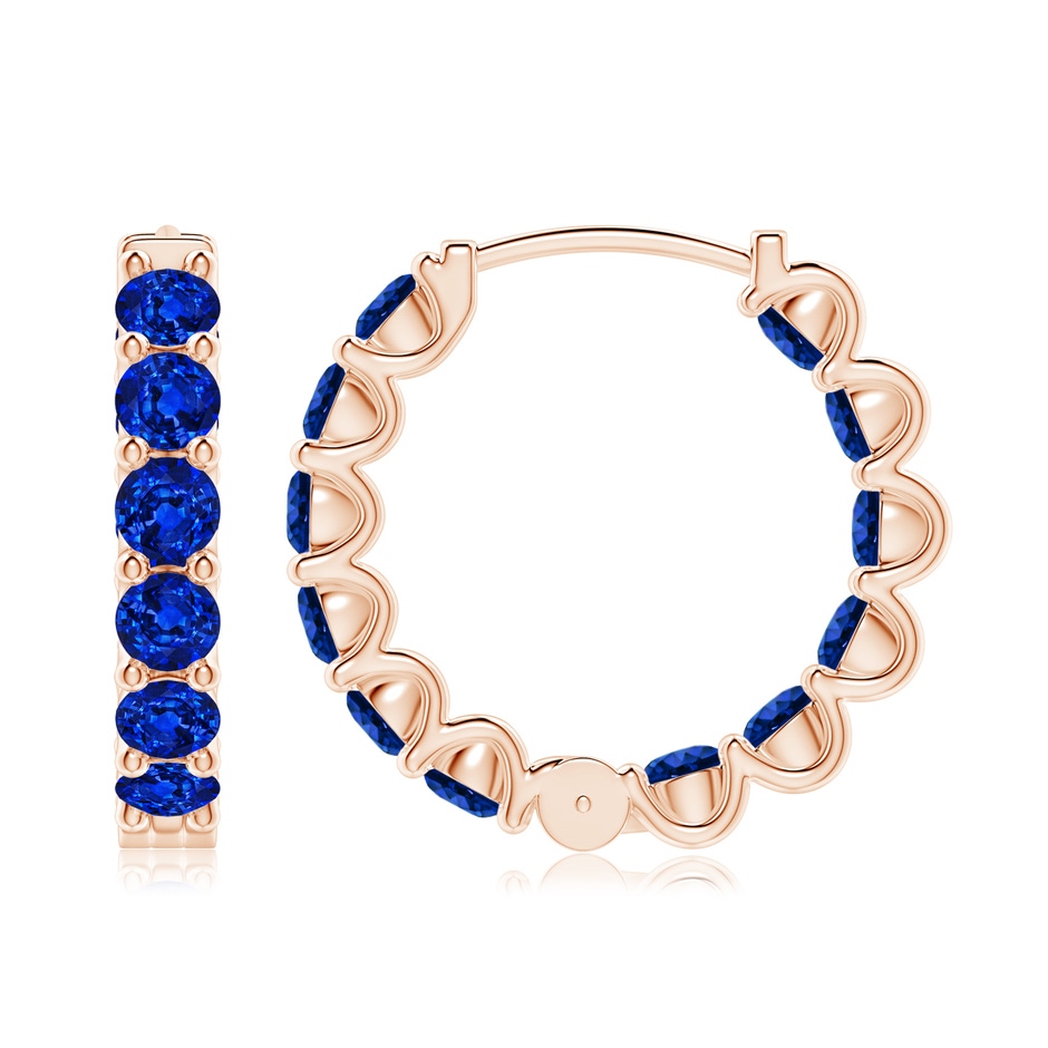 3.5mm AAAA Prong-Set Bue Sapphire Inside Out Hoop Earrings in Rose Gold side 199