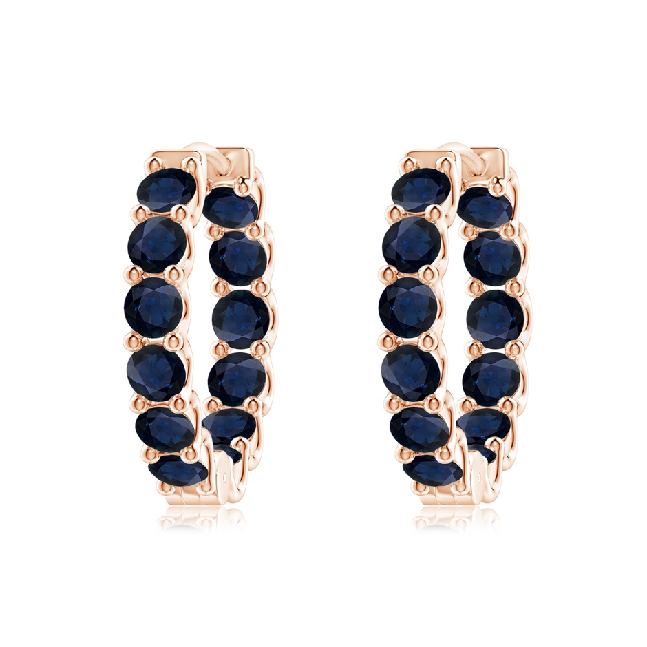3mm A Prong-Set Bue Sapphire Inside Out Hoop Earrings in Rose Gold 