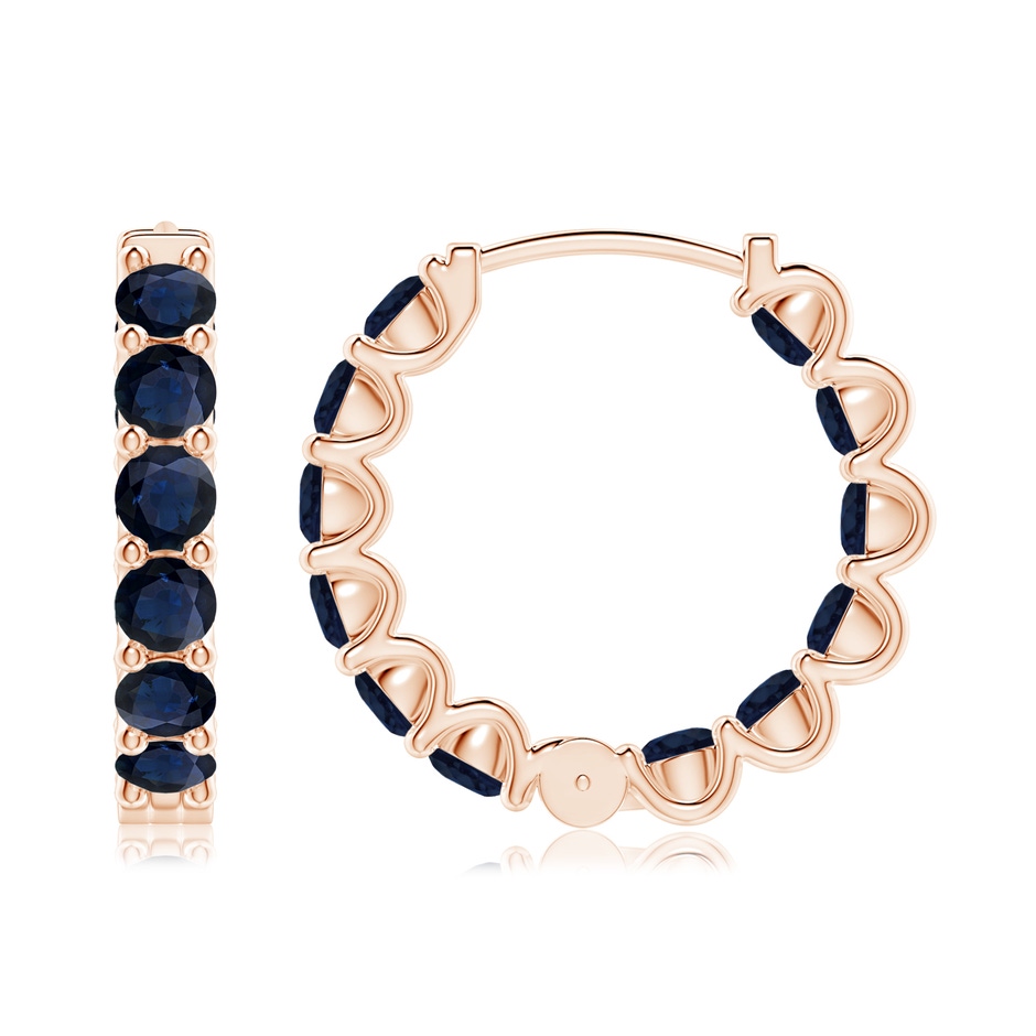 3mm A Prong-Set Bue Sapphire Inside Out Hoop Earrings in Rose Gold side 199